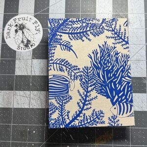 Under the sea! Fish and coral design in blue. Hand Sewn Journal Made in Alaska